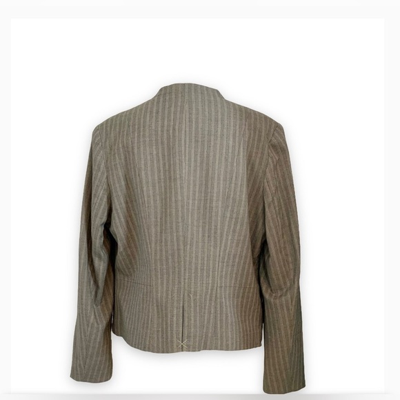 WORTHINGTON Neutral Pinstripe Blazer Career Office Grey Brown NWT Sz 12 - Picture 4 of 15
